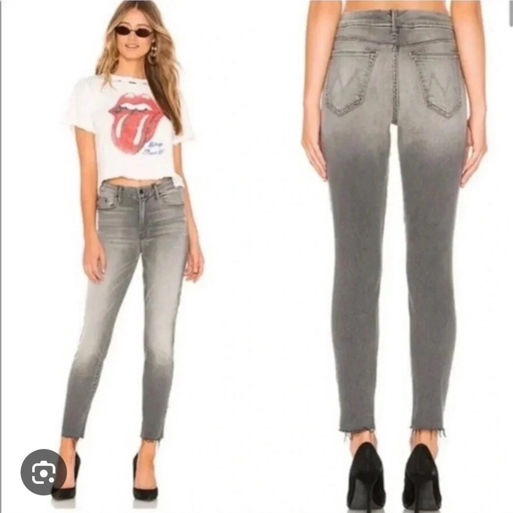 MOTHER Looker Ankle Fray Jeans in grey